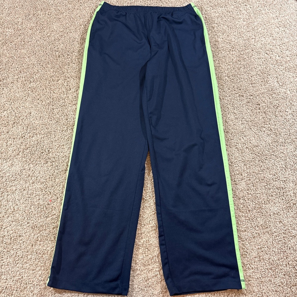 Vintage Oleg Cassini Sport Track Pants Mens Medium Navy Blue Side Stripe 90s